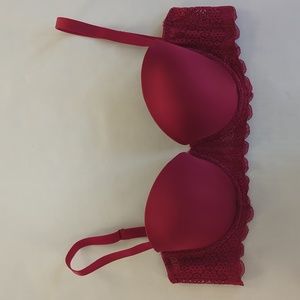 Every Girl by Ambrielle Push Up Underwire Lace Balconette Bra 36D Burgundy Red